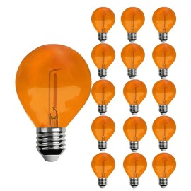 Novelty Lights 15 Pack LED G40 Plastic Filament Outdoor Globe Replacement Bulbs, Orange