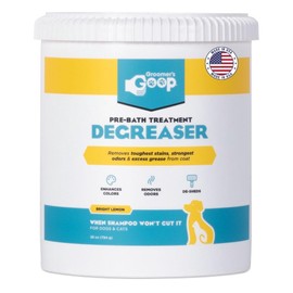 Groomer’s Goop Pre-Bath Pet Degreaser Treatment - Professional Strength Formula Removes Tough Oil & Grime from Dog & Cat Coats, Conditions Skin, Dye-Free - 28 oz Can