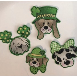 IronOns.US Set of 8 St Patrick’s Day Puppy Faces- Iron On fabric appliques - Lucky Dogs