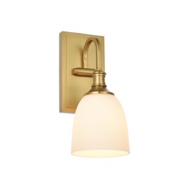Hanaloa Wall Sconce Light, Vintage Sconces Wall Lighting in Aged Brass, 1 Light Bathroom Vanity Lighting with Opal Glass Shade, Wall Light for Bedroom Bathroom Living Room Entryway Hallway