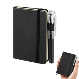 Febbya A7 Pocket Notebook with Pen,100 Pages 100gsm Thick Lined Paper Leather Mini Notepad with Elastic Band & Bookmark Portable Small Note Pads for Office,Travel School (8x11cm)