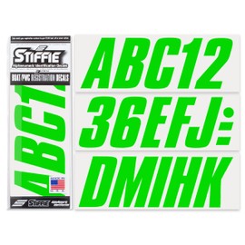 STIFFIE Shift Electric Green 3" Boat & PWC Registration Decals • Numbers Letters Stickers