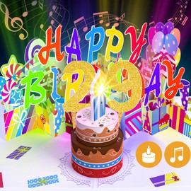Gumry 29TH Musical Birthday PopUp Card, Blowable Colorful Light Candle 3D Cards with Song, Applause Cheers Sound, Greeting Cards Birthday Gifts Decorations for Women Men Turning 29 Years Old