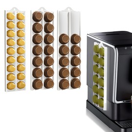 Neepanda Coffee Pods Holder Compatible for 42 K-Cups Pods, Adjustable Capsule Organizer & Storage for 37-58mm/1.46-2.28inch Nespresso Pods, Ideal Space Saving Coffee Bar Accessory (White, 3 Pack)