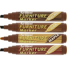 Artline 95 Laminate Floor and Furniture Scratch Recolour Marker - Walnut/ Maple/ Mahogany/ Oak (Blister Pack of 4)