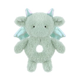Apricot Lamb Dragon Rattle Soft Baby Rattle for Boys and Girls, Plush Stuffed Animal Rattle Toy Lovey for The Newborn, 0-3 Months, 0-6 Months and Above, 6.7 Inches (Green)