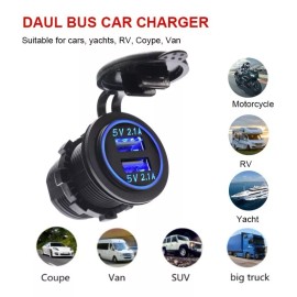 TO 2pzs 12v 2.1a Cargador Usb Para Coche Doble Salida Auto Moto