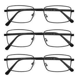 Success Eyewear Reading Glasses Set of 3 Metal Full Rim Glasses for reading for Men and Women - Set of 3 Black 3