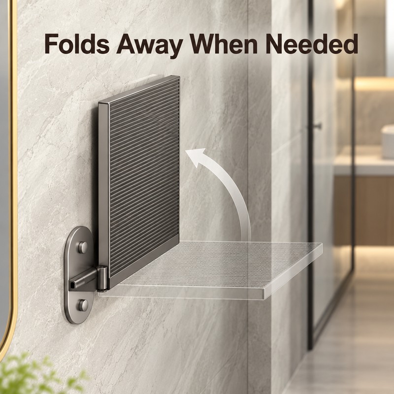 Modern Nordic Foldable Wall Bathroom Shelf – Space-Saving Storage Rack
