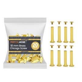 Professional Brass Screw Post Set | 20-Pack Chicago Style Binding Screws | 18mm Heavy-Duty Fasteners for Leatherworking, Scrapbooking, Albums, DIY Projects