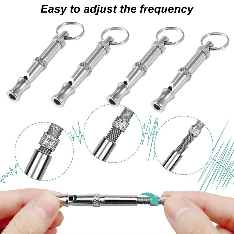 4 Pack Dog Training Whistle, Adjustable Ultrasonic Silent Dog Whistle,