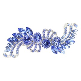 Faship Gorgeous Blue Crystal Flower Barrette Clip - Blue