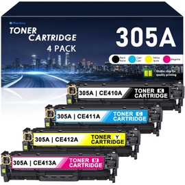 305A Toner Cartridges 4-Piece Combo Pack Black,Cyan,Magenta,Yellow High Yield Replacement for HP 305A 305X for Color LaserJet Pro 400 Color M451dw M451dn M451nw MFP M475dw M475dn M375nw Printer