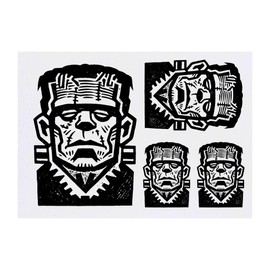 4 x 'Frankenstein's Monster' Temporary Tattoos - Water Resistant, Skin-Safe, Non-Toxic Transfers, Mixed Sizes (TO00085500)