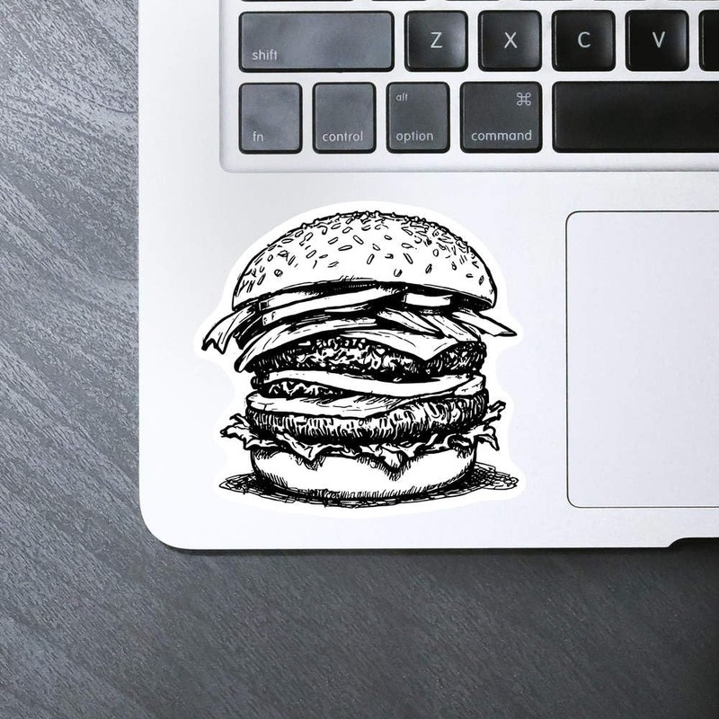 Medium 100mm 'Stacked Burger' Permanent Sticker Decal for Cars/Windows/Bins/Walls etc