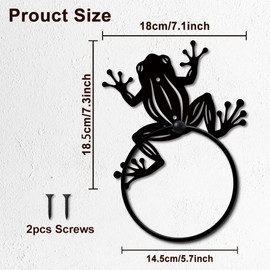 MAYJOYDIY Frog Metal Towel Ring, Cute Frog Silhouette Black Hand Towel Holder, Nature Pond Animal Jump Hanging Ring Wall Mounted Bathroom Accessories for Bathroom Kitchen Home Decoration Gift