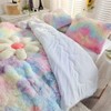 chovy Faux Fur Plush Tie-Dyed Pink Comforter Sets King -