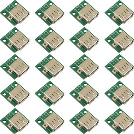 whiteeeen 20pcs USB 2.0 Breakout Board Type A Female Connector USB to DIP Adapter for DIY USB Power Supply Breadboard Design (Green)