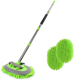 62'' Microfiber Car Wash Brush Mop Kit Sponge with Long Handle, Chenille Car Cleaning Brush Supplies for Car Rv SUV Truck Boat Bus Non-Scratches