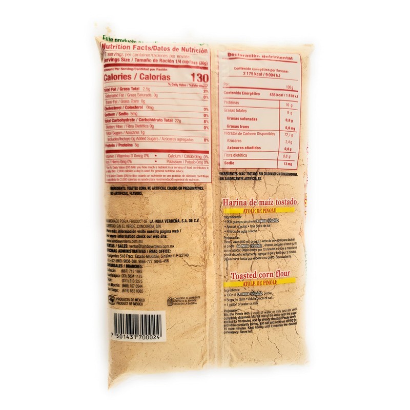 La India Verdena Toasted Corn Pinole 100 Natural