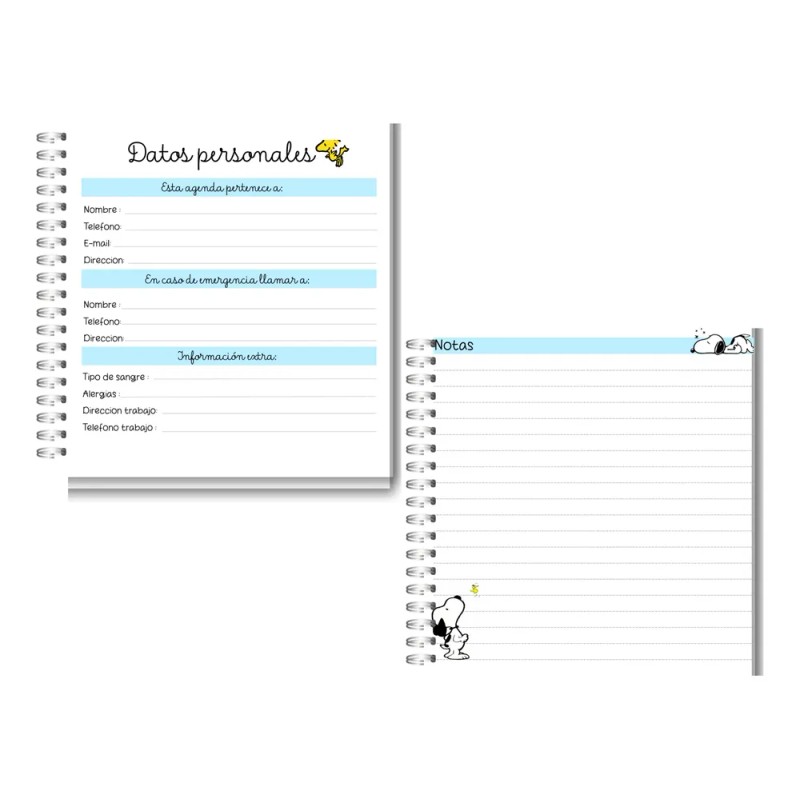 Agenda Snoppy Acost/2026/azul/ 1 Dia X Hoja