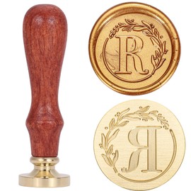 Yoption Letter Wax Seal Kit, Vintage Initial Alphabet R With Wreath Stamp and 120 Antique Gold Seal Beads