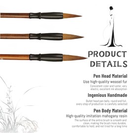 Chinese Calligraphy Brush Set for Beginners Premium Traditional Brush for Kanji, Japanese Sumi, Chinese Calligraphy, Writing, Painting, Watercolor, and Ink Art (6pcs)