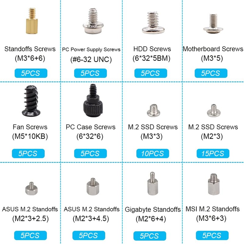 M.2 Screws, Motherboard Screw for Asus Gigabyte Asrock MSI Motherboards,
