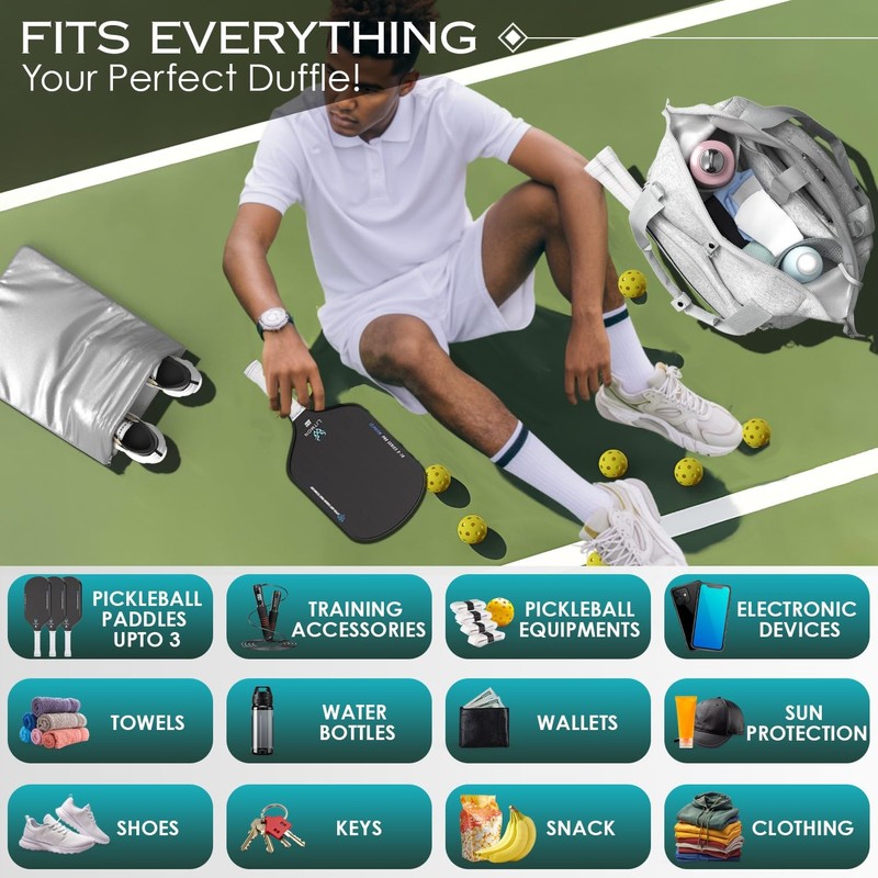 LITMON Pickleball Bag – Neoprene Duffel with Detachable Paddle Case,