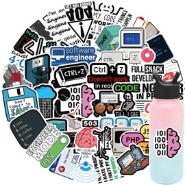 Programmer Sticker Pack of 50 for Water Bottles, Laptops, Cars, Skateboards, Men Cave Decorations