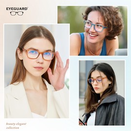 EYEGUARD 4 Pack Stylish Reading Glasses for Women Blue Light Blocking Square Spring Hinges Computer Readers 1.75