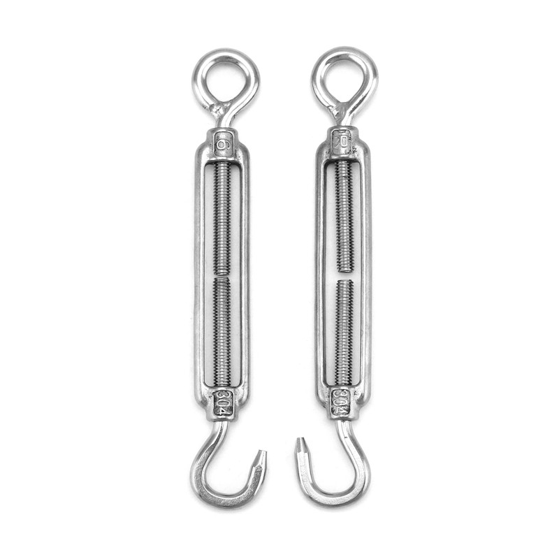 QWORK® Pack of 10 M6 Turnbuckles 304 Stainless Steel, Adjustable