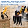 Mini Excavator Attachment Rake，Small Diggers Metal Backhoe Rake，3.54" Span, 0.98"