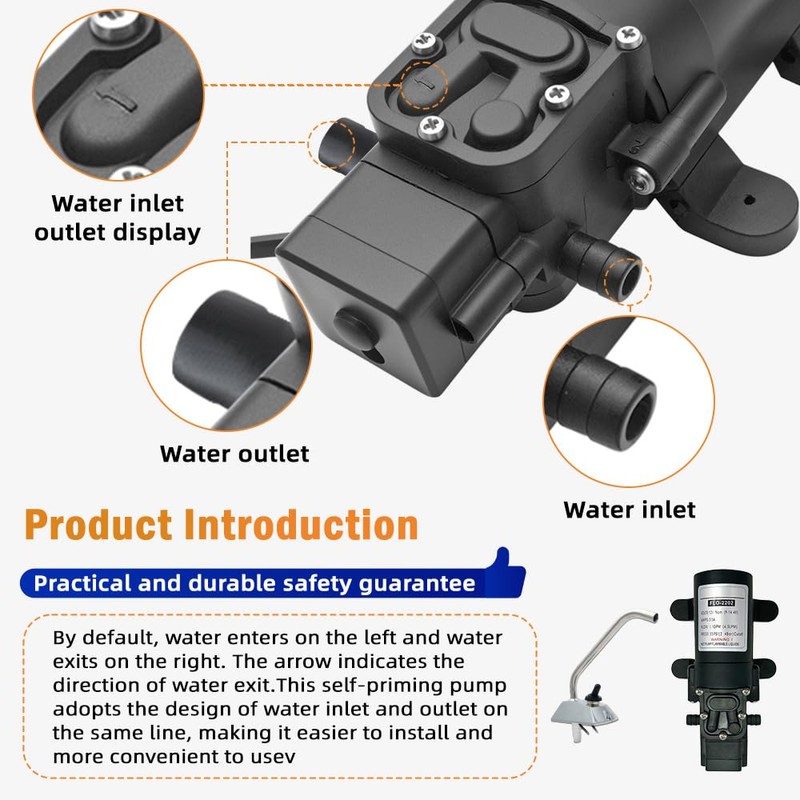 Riloer Water Pump, 12V Pump DC Self-Priming Water Pump High