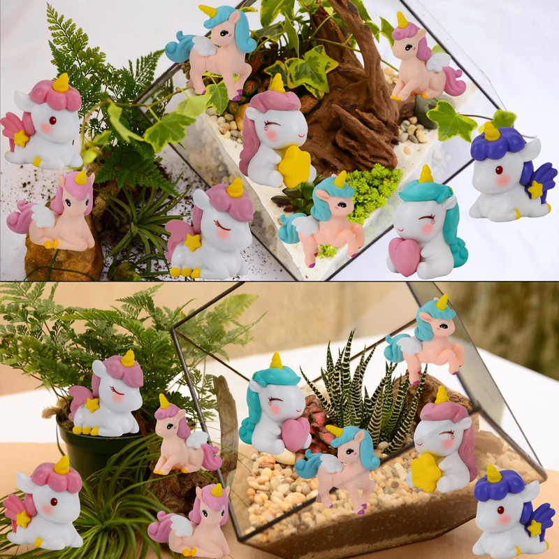 Mood Lab Miniature Unicorn Figurines Set - Funny Mini Statue