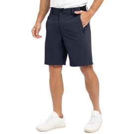 TBMPOY Pantalones cortos de trabajo de golf para hombre de 9 pulgadas, cintura elástica, ajuste seco, para senderismo, casual, negocios, pantalones cortos atléticos, 3 bolsillos, marino, 38