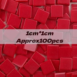 100PCS Resin Mosaic Tiles Red 1CM Square Mosaic Tiles Bulk Mosaics Supplies for Crafts