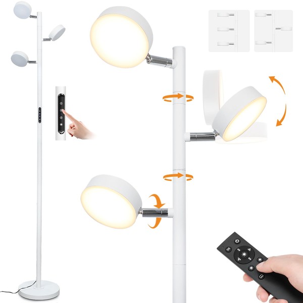 JUNNAI White Floor Lamp, Tall Standing Lamps with Remote &