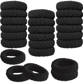 JIADEXIN 20 Pieces Thick Hair Bands - Seamless Hair Ties, Thick Stretchy Ponytail Holders Elastic Hair Bobbles, No Crease No Slip Hair Band for Women Girl Thick Heavy and Curly Hair (Black)
