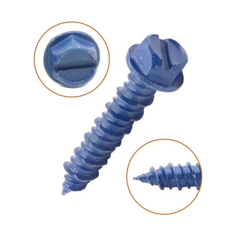 IMScrews 1/4" x 1-1/4" Masonry Anchor Screws, Short Hex Slotted