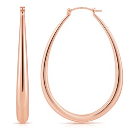 Gacimy Gold Chunky Hoop Earrings for Women, 14K Gold Plated Oval Hoop Earrings with 925 Sterling Silver Post, 50MM, Brass, No Gemstone