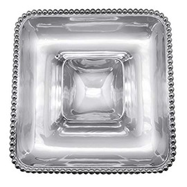 Mariposa Pearled Square Chip and dip, One Size, Silver
