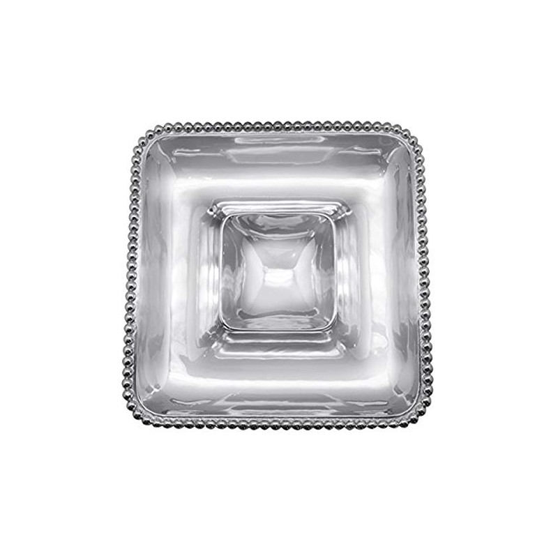Mariposa Pearled Square Chip and dip, One Size, Silver