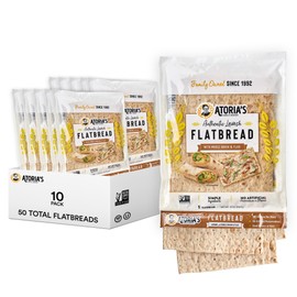 Atoria's Family Bakery Whole Grain & Flax Lavash Flatbread 10 Pack | 50 Individual Lavash Wraps | Fresh Baked, All Natural, GMO Free, and No Artificial Preservatives or Flavors