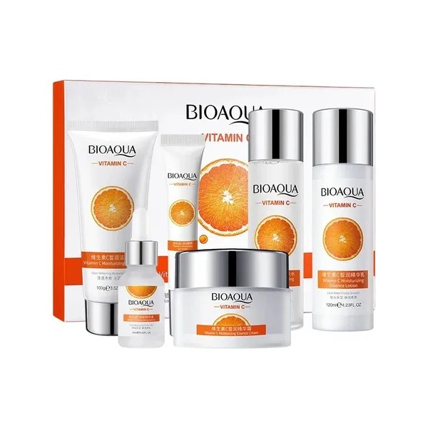 Kit Vitamina C Bioaqua Acido Hialuronico Quita Manchas Paño