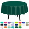 QIKSION Dark Green Round Tablecloth 2 Pack, 84 Inch Plastic
