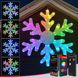 Popotan Smart 31-in Hanging Snowflake Hanging Decoration with Color Changing LED Lights