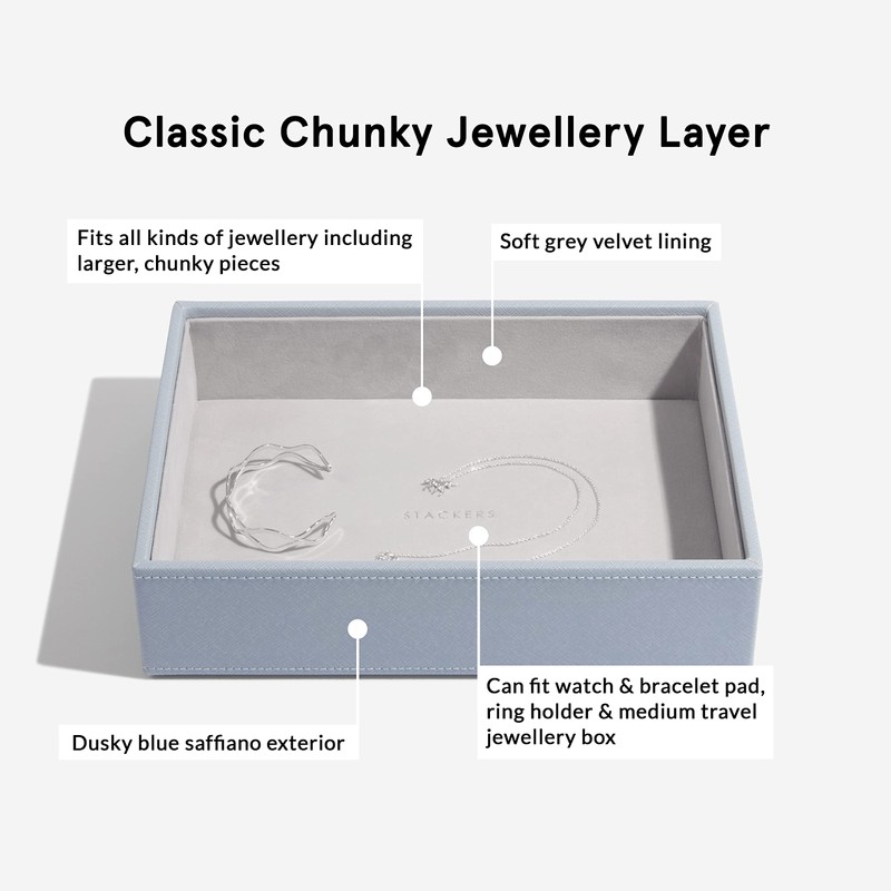 Stackers Dusky Blue Classic Medium Jewellery Box Chunky Jewellery Layer