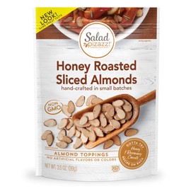 Salad Pizazz Almond Toppings Snack Mix and Salad Topping Resealable Bag, Honey Roasted, 3.5 Ounce
