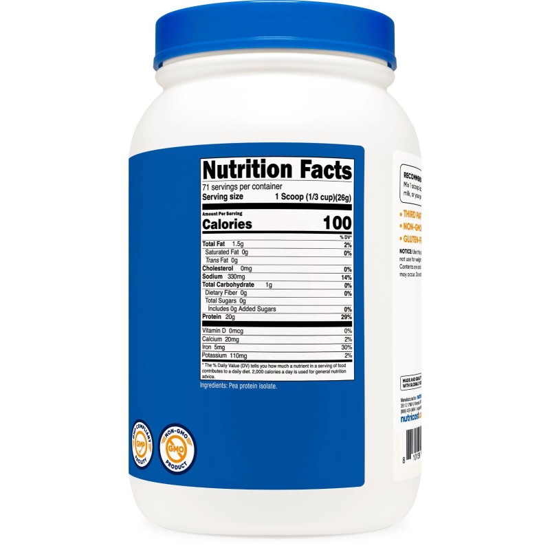 Nutricost Pea Protein Powder (4 LBS) Unflavored - 20g of